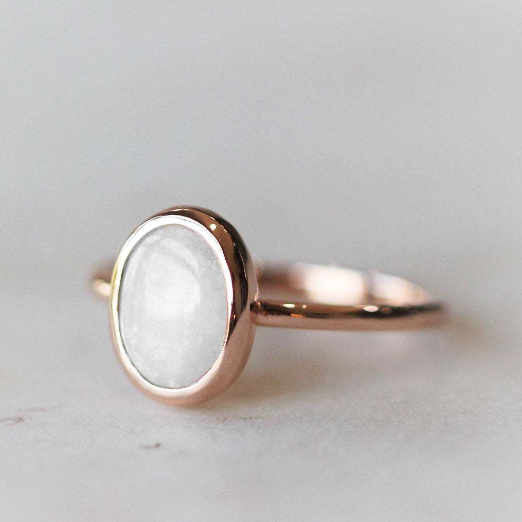 Primary image for Rose Gold Oval White Opal Celtic Ring-925 Sterling Silver White Opal Ring