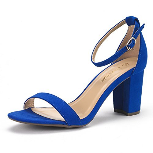 DREAM PAIRS Women's Chunk Royal Blue Low Heel Pump Sandals - 11 M US ...