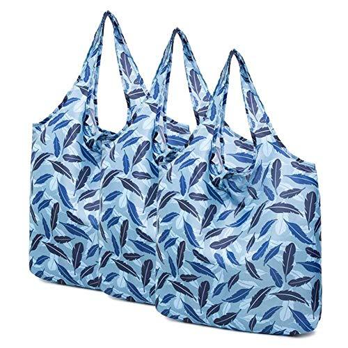 Panda Legends Blue Feather - 3 Pieces Reusable Grocery Bags Foldable Boutique Sh