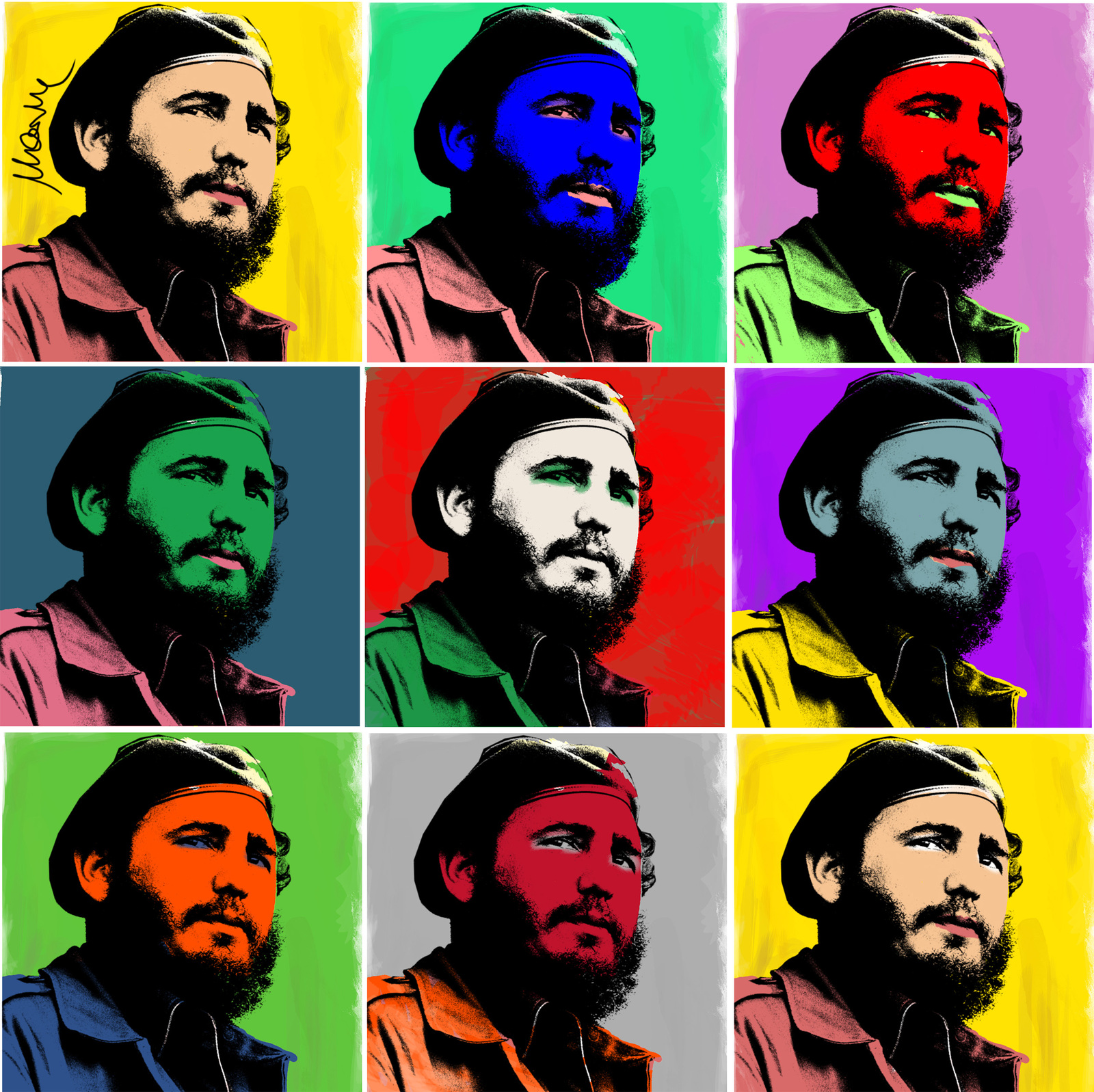 Fidel Castro Warhol Style - Art Prints