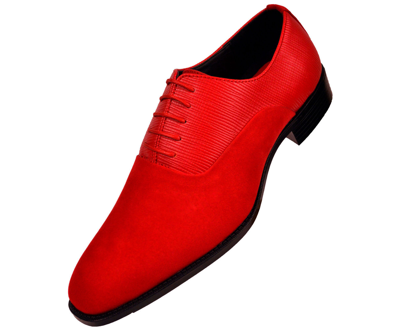 Bolano Mens Red Vertical Smooth Microfiber Oxford Dress Shoe Strider   S L1600 