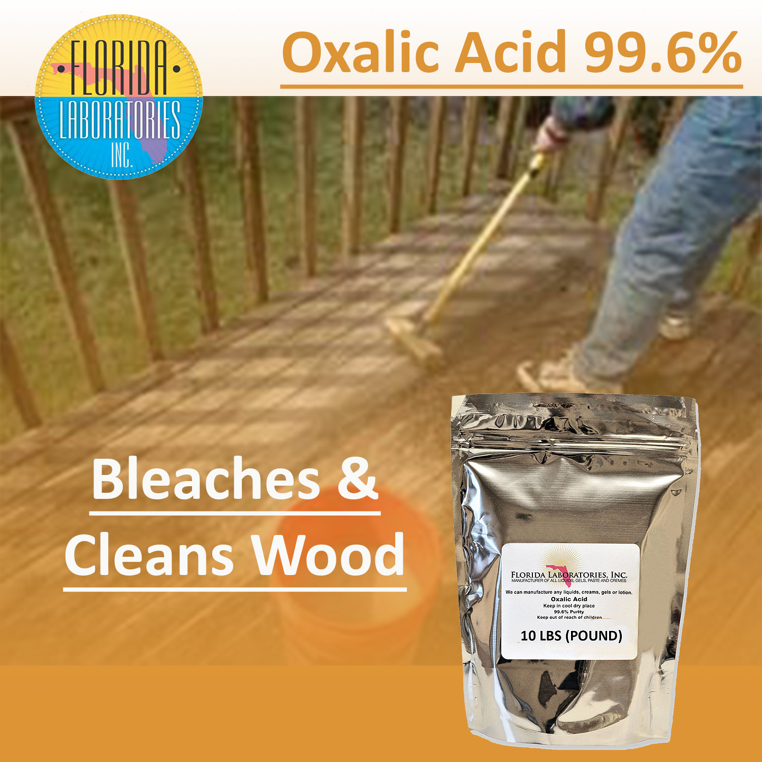 OXALIC ACID 99.6 Pure, 10 Lbs, Rust Remover, Wood Bleach, Boat Cleaner