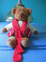 Hallmark 14” Teddy Bear Red Mittens Scarf Plush Stuffed Animal Christmas Holiday - $9.89