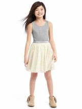 New Gap Kids Girl Tulle Skirt Ribbed Tank Striped Shimmer Gray Ivory Dress 12 - $26.99