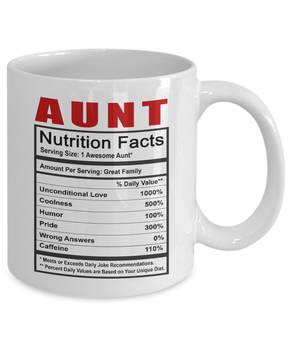 Funny Mug-Aunt - Nutrition Facts-Best gifts for Aunt-11oz Coffee Mug - $13.95