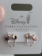 Disney Parks Minnie Mouse Ears Headband Rose Gold Color Earrings NEW - $32.90