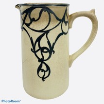 Art Nouveau Silver Overlay Pottery Pitcher Jug Made in England Vintage D... - $89.99