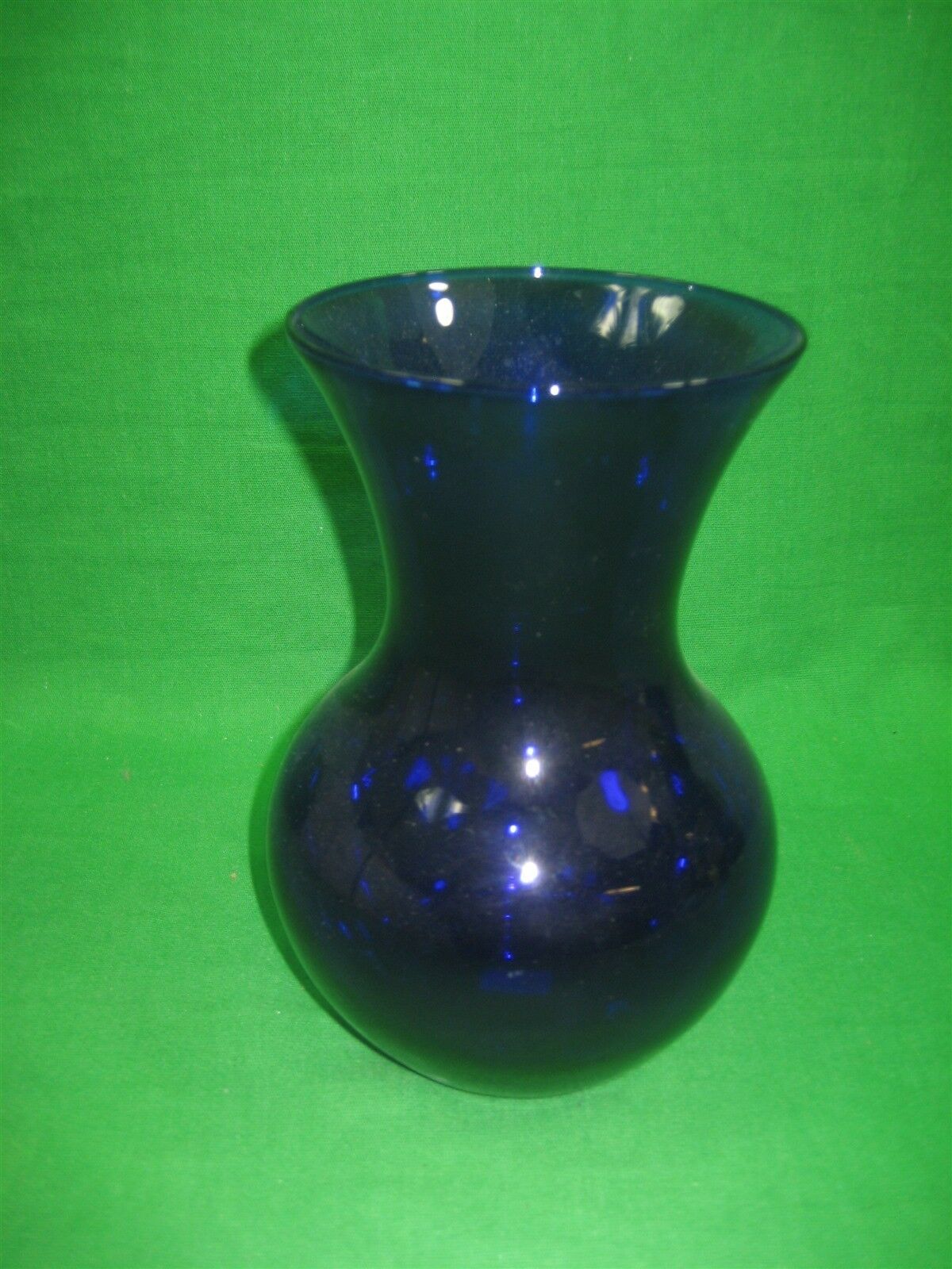 Vintage Cobalt Blue Glass Vase Hourglass Shape 7 Tall 4 25 Diameter Top