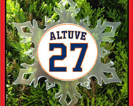 Altuve Jersey Christmas Ornament - X-MAS Snowflake - Houston Baseball - $10.99