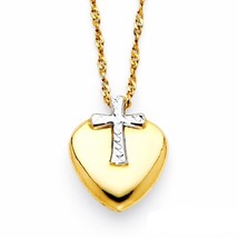 Nk0150 cross heart necklace 14k two tone gold thumb200