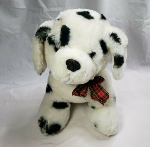 Plush White Dog with Bow 8" L GANZ Great Condition as shown 