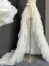 White Brial Detachable Tulle Maxi Skirt Gowns Wedding Photo Prop Skirt Outfit image 6