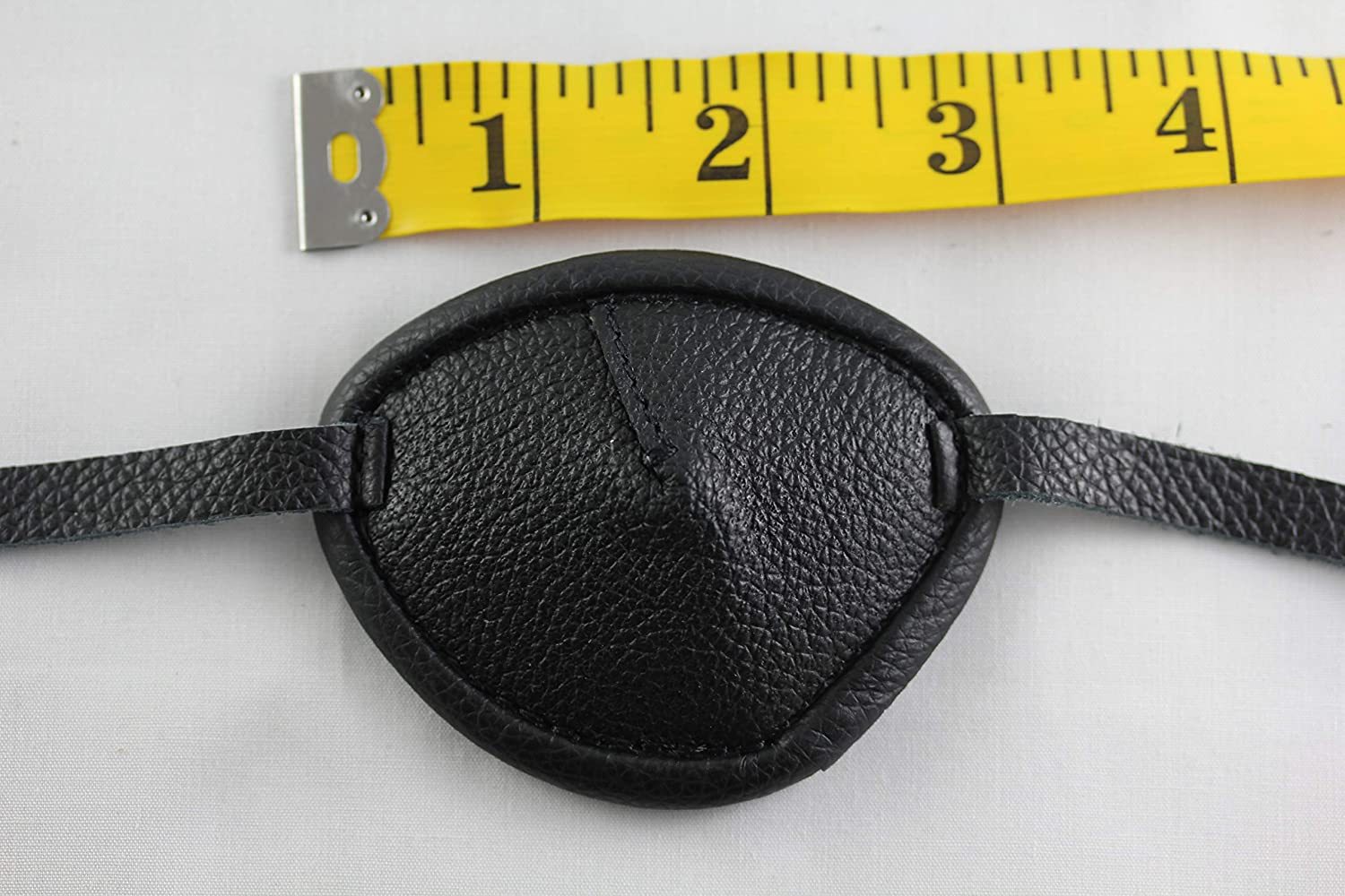 Leather Eyepatch. Slight Convex Eye Patch (Left Eye, Full Size Black