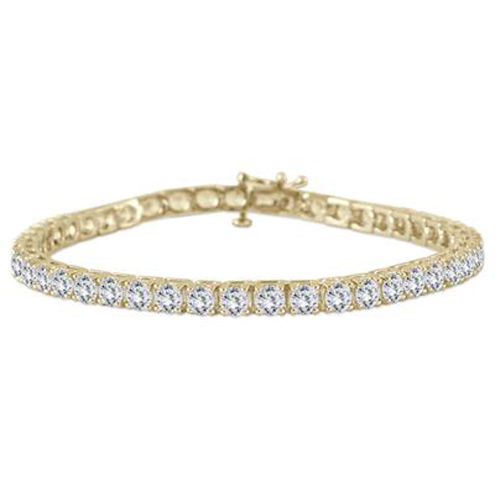 9 Carat Tw Classic D/VVS1 Diamond Tennis Bracelet In 14K Yellow Gold ...