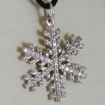 18K WHITE GOLD SNOWFLAKE PENDANT 25 MM, 0.98 INCHES, ZIRCONIA, MADE IN ITALY image 2