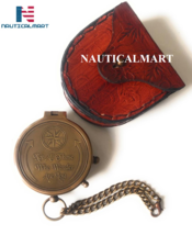 Nauticalmart Not All Jhose Who Wander Are Lost Antique compass with Leather case