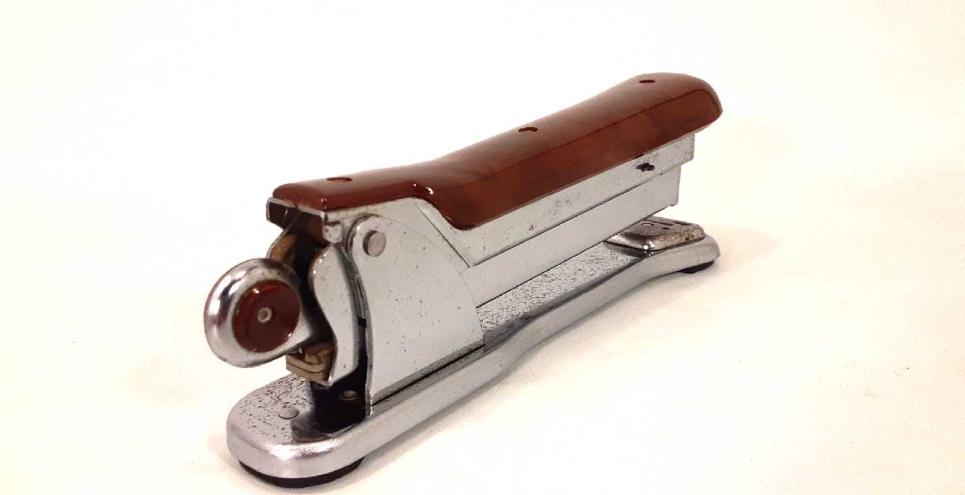 Vintage Ace Liner Desk Stapler 502 in Brown Marbled Bakelite and