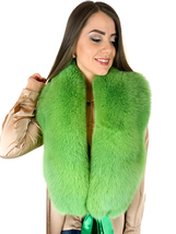 Arctic Fox Fur Stole 55' (140cm) Saga Furs Big Fur Scarf Light Green Fur Collar image 2