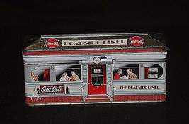 Vintage Advertising 1996 Coca Cola Coke Tin Roadside Diner Box w Removable Lid - $16.82