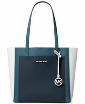 NEW MICHAEL KORS BLUE WHITE LEATHER HAND BAG TOTE $298 - $199.99