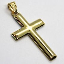 18K WHITE & YELLOW GOLD FLAT CROSS, 1.38 INCHES, FINELY WORKED, SQUARE BICOLOUR image 4