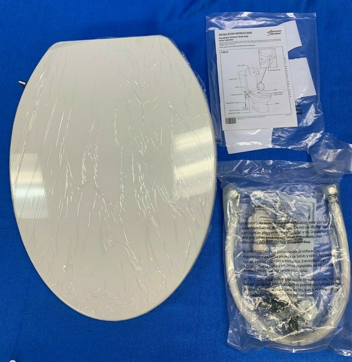 American Standard AquaWash NonElectric Elongated White Bidet Seat