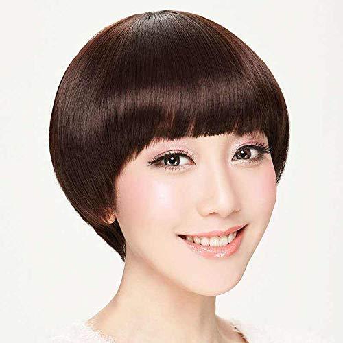 SiYi Short Bob Wig  with Bangs Dark Brown Straight 