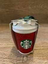 Starbucks 2019 Fancy Red Cup Glittery Logo Ceramic Ornament - $19.75