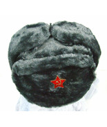 Authentic Russian Military Deep/GREY USHANKA W/Red Star Hammer and Sickle - $30.73