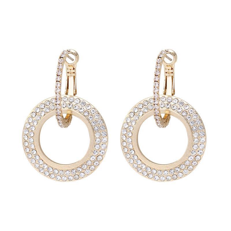 New design creative jewelry high-grade elegant crystal earrings round Gold and e