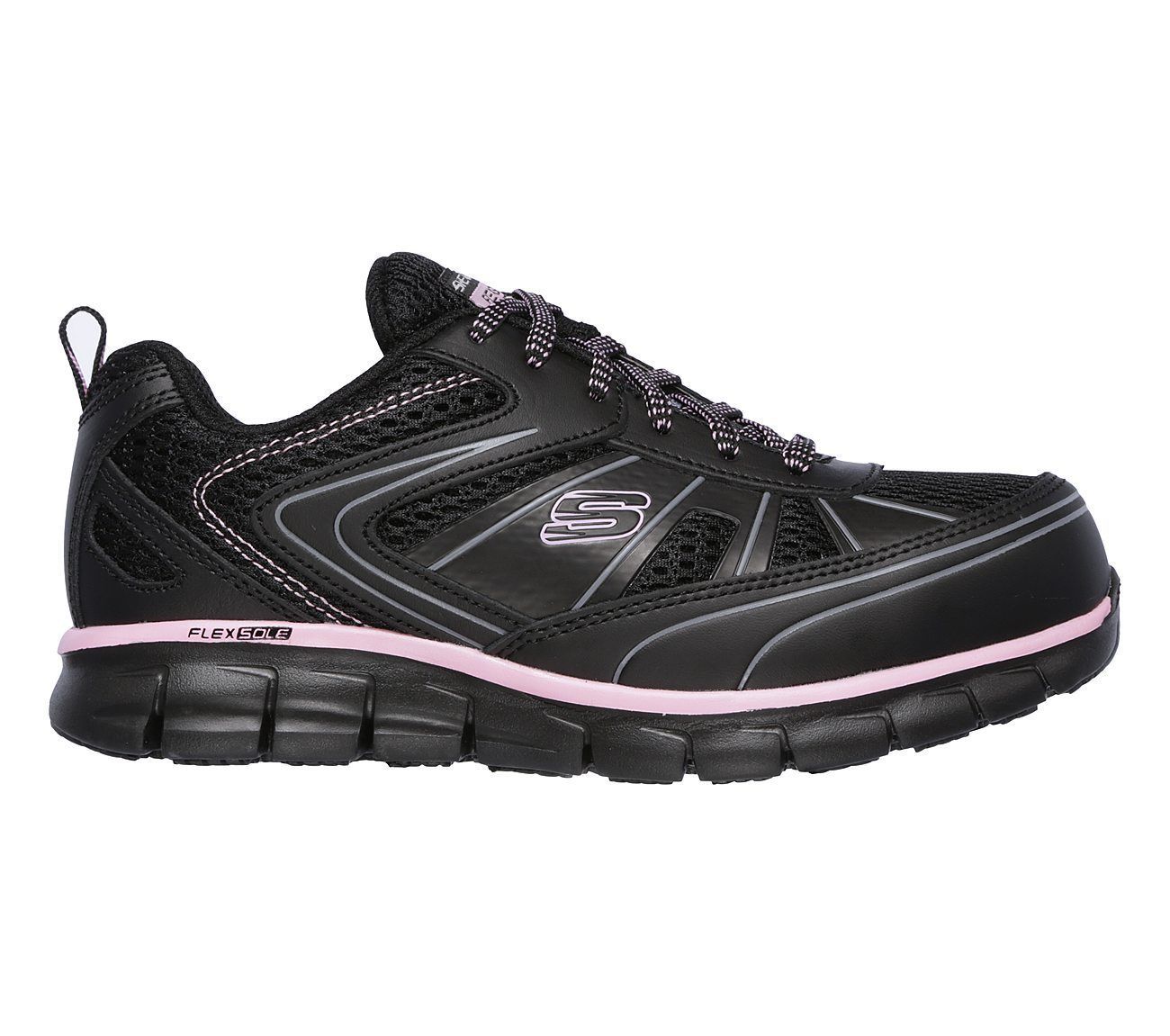 Trabajo Negro Rosa Skechers Zapatos Mujer Espuma Viscoelástica