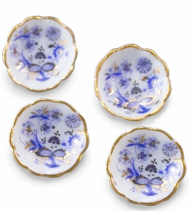 Primary image for Dollhouse Dessert Bowl Set/4 Reutter 1.352/5 Blue Onion Miniature