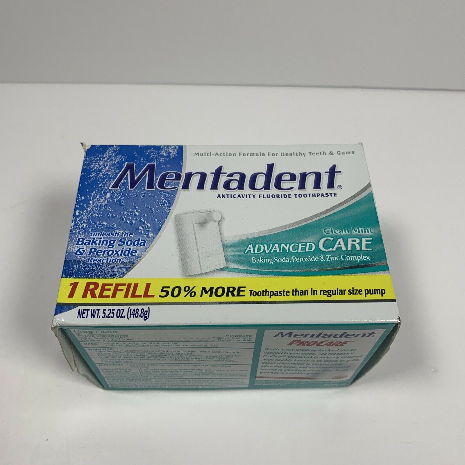 Mentadent Toothpaste Advanced Care Clean Mint 1 Refill 5.25 oz Toothpaste
