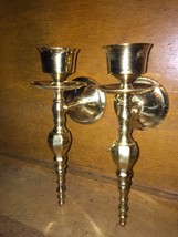 Set of 2 Brass Wall Scone Candle Holders - $30.00