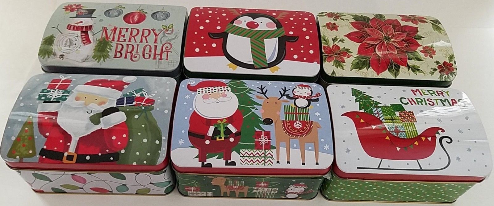 Size/Design CHRISTMAS HOLIDAY COOKIE TINS Hinged Lids Nesting Gift Boxes SELECT 