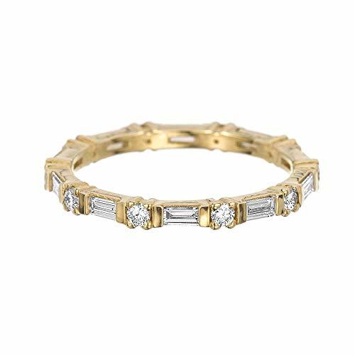 Elegant Touch 14k Yellow Gold Plated Sterling Silver Baguette and Round Diamond