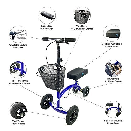 KneeRover HYBRID Knee Scooter with All Terrain Front Axle Upgrade
