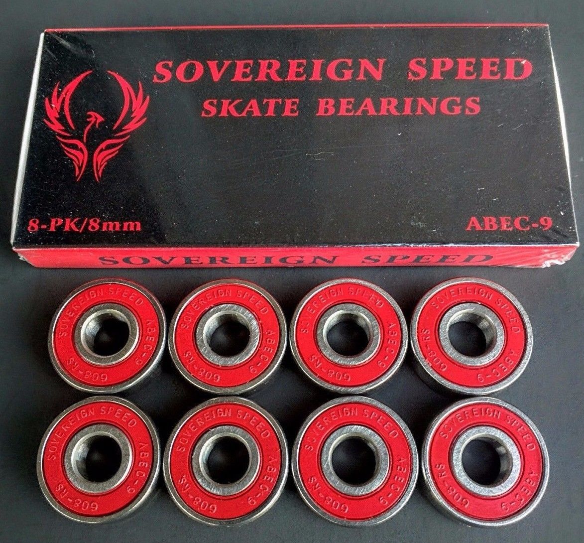 Bones Swiss Skateboard Bearings Set Of 8-Pack New 608-rs 8mm FAST SHIPPING 