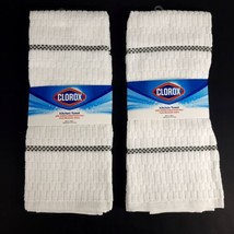(Lot of 2) Clorox Kitchen Towels 16x28&quot;  Grey Accent Antimicrobial 50 Wa... - $14.50