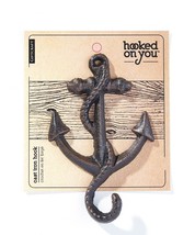 Anchor Single Hook Set of 4 Cast Iron Choice of Color Brown Black White Nautical image 1