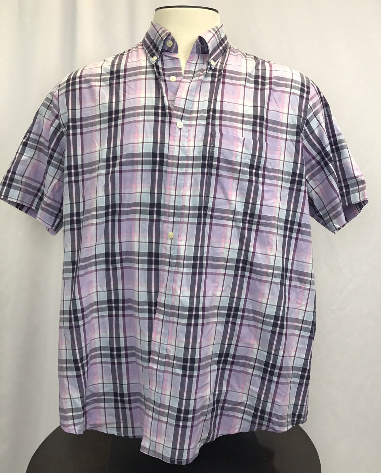 Men's Sun River Clothing Co. Purple Button Up Short Sleeve Shirt XL ...