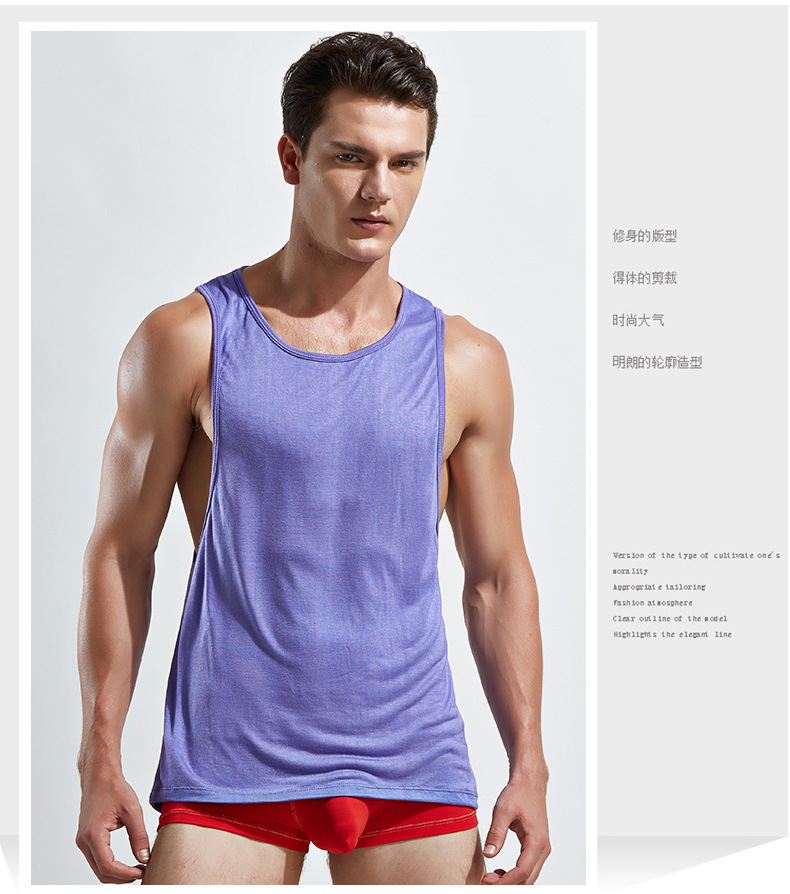 Men's clothing cotton blend sports fitness tank top white-beater #DX199 ...