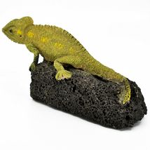 Handcrafted Kenyan Ceramic Sculpture Chameleon Lizard on Pumice Lava Rock image 3