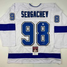 Autographed/Signed Mikhail Sergachev Tampa Bay White Hockey Jersey JSA COA - $114.99
