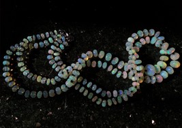Natural Ethiopian Opal Beads Necklace, Fire Welo Opal, Opal Rondelle Beads - $256.00+