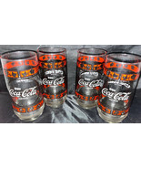 Vintage Stained Glass Look Set of 4 Coca-Cola Coke Glasses  5-7/8&quot; EXCEL... - $37.00