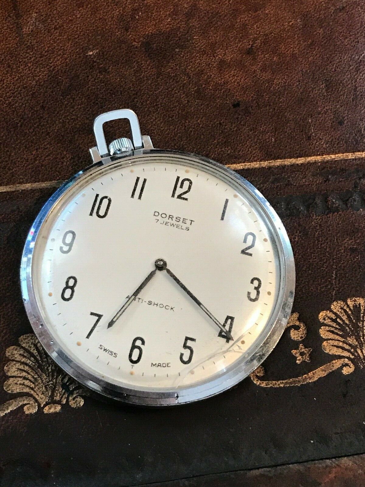 DORSET 7 JEWEL ANTISHOCK POCKET WATCH SWISS MADENEEDS REPAIR Antique