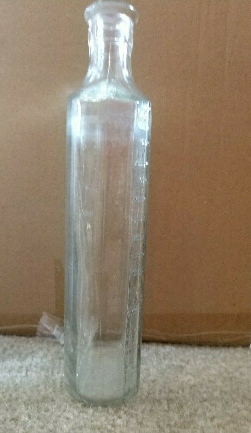 Vintage OWENS CLEAR GLASS Fluted Graduated Medicine Pharmacy Bottle 14