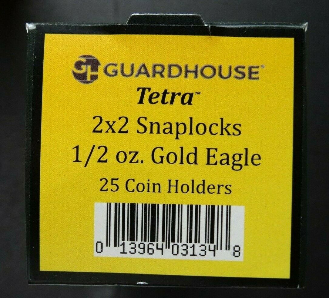 25 Guardhouse 2x2 Tetra Plastic Snaplocks 1/2 Ounce Gold Eagle Coin