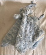 Blankets &amp; Beyond Baby Lovey Blanket Bear Blue Rosette Swirl Pacifier Ho... - $15.99